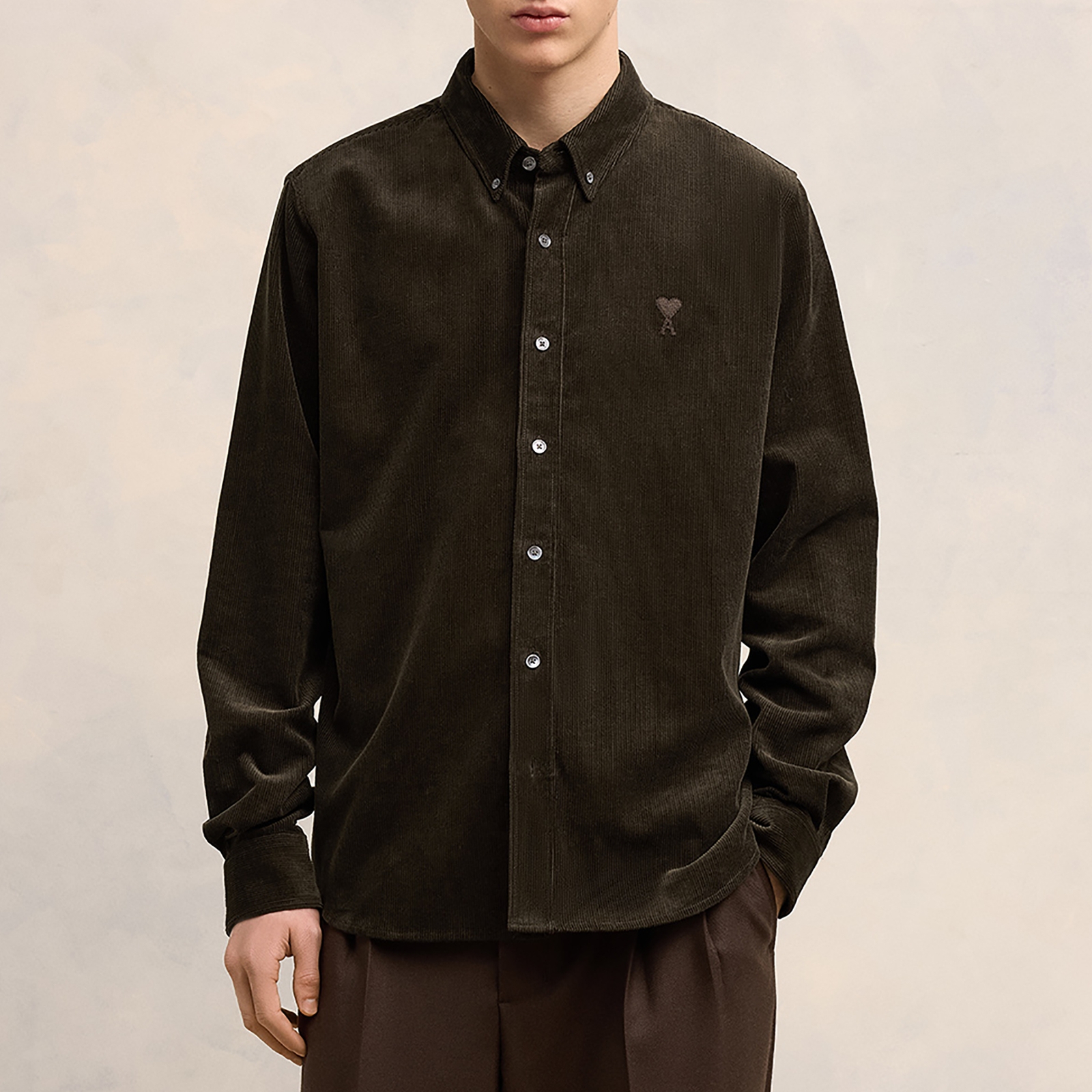 AMI Cotton-Corduroy Classic Fit Shirt - S