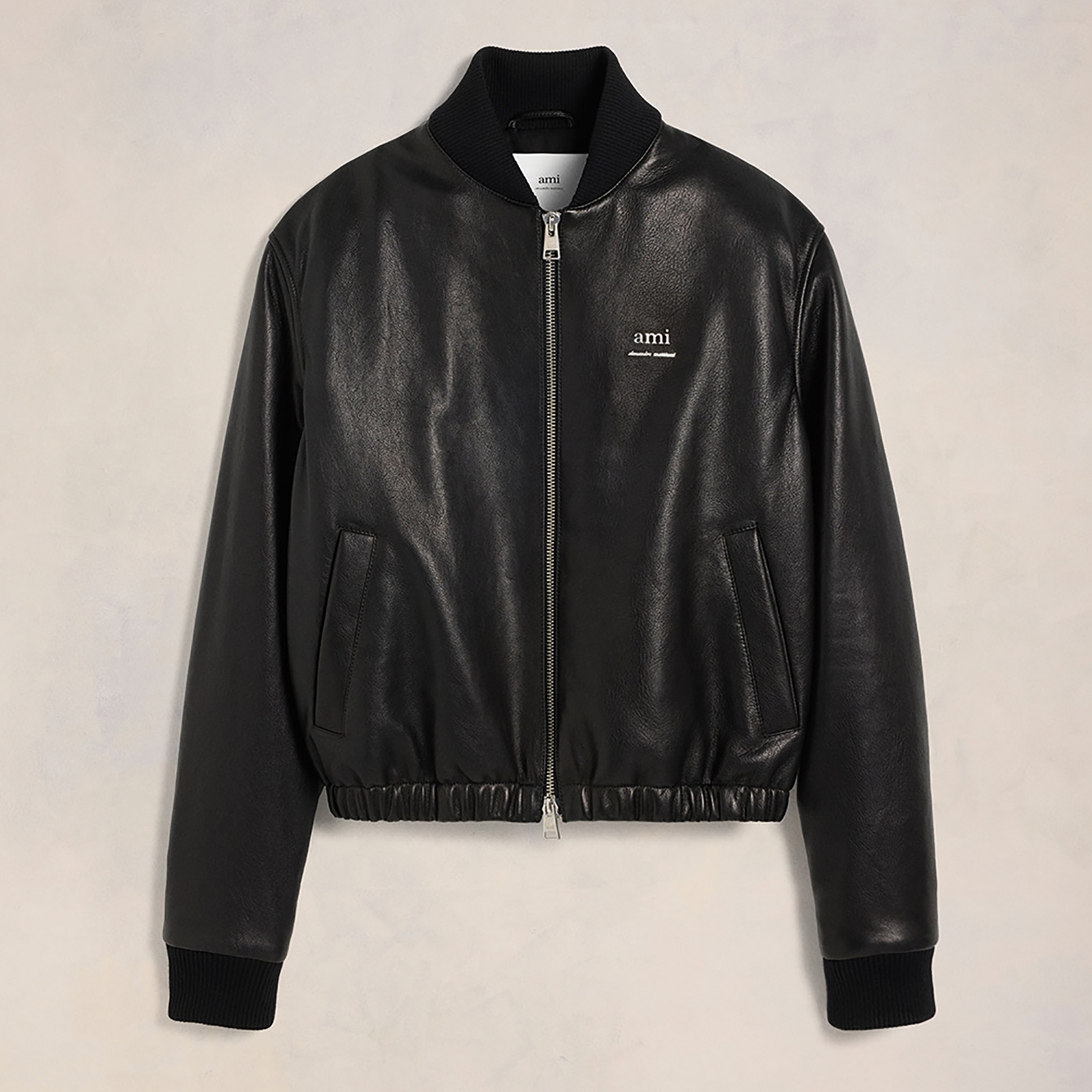 AMI Padded Leather Biker Jacket - S