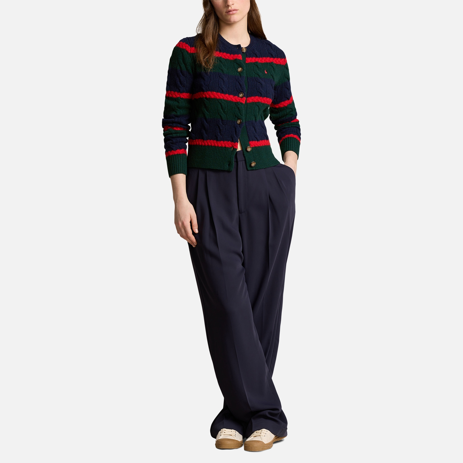 Polo Ralph Lauren Striped Wool-Blend Cable-Knit Cardigan - XXL