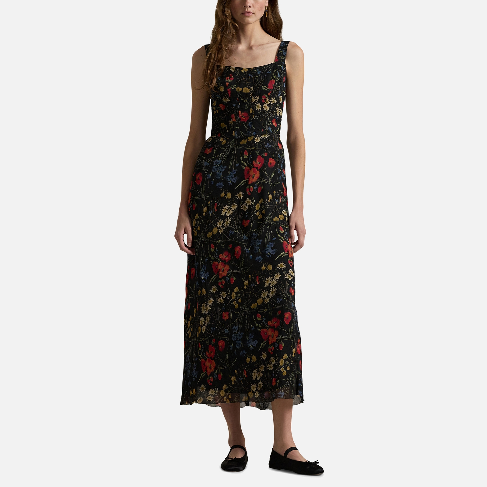 Polo Ralph Lauren Sleeveless Floral-Print Chiffon Dress - UK 16