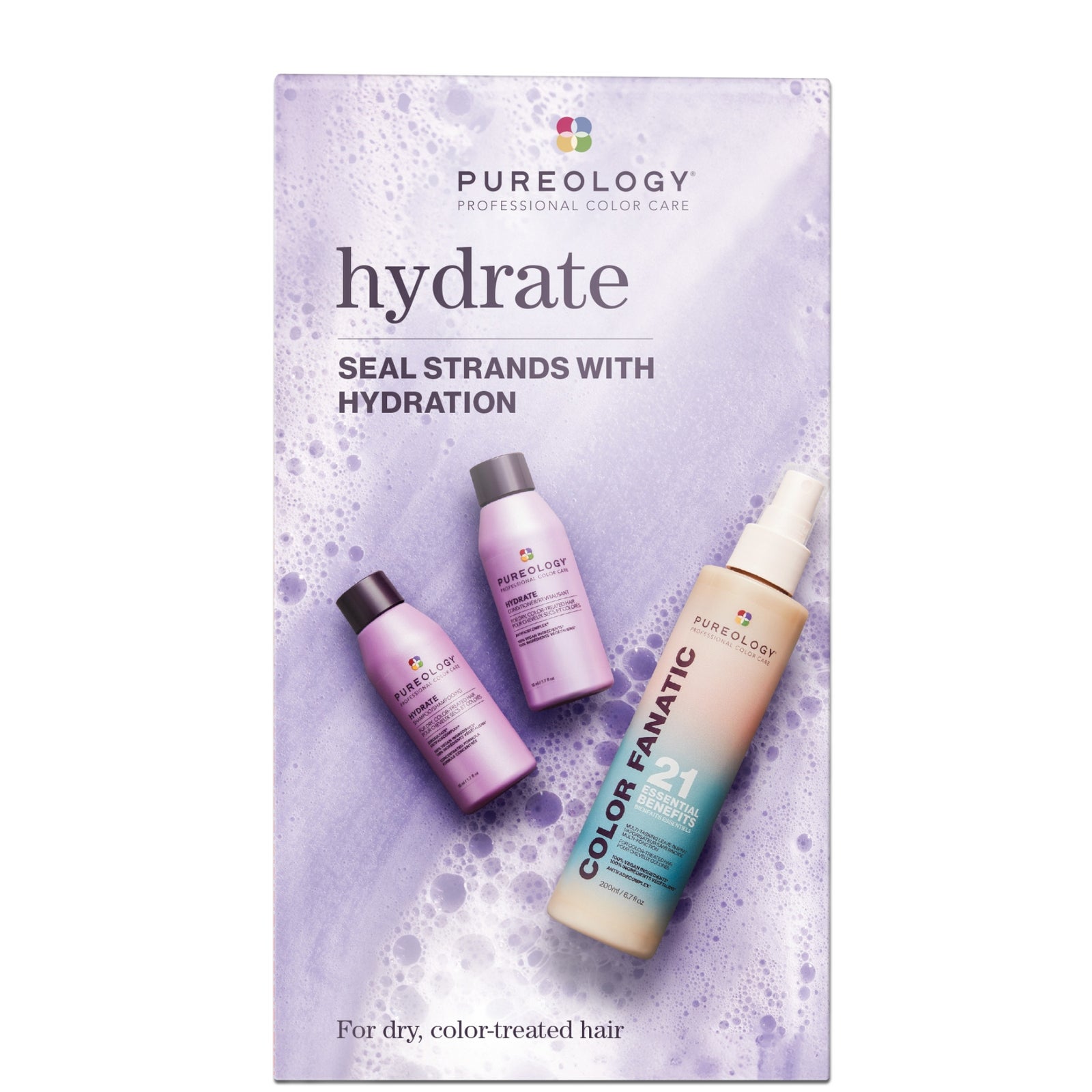 Pureology Hydrate Discovery Set For Dry Hair With Mini Shampoo And Conditioner With Color Fanatic Spray 200Ml 50Ml - Image 1