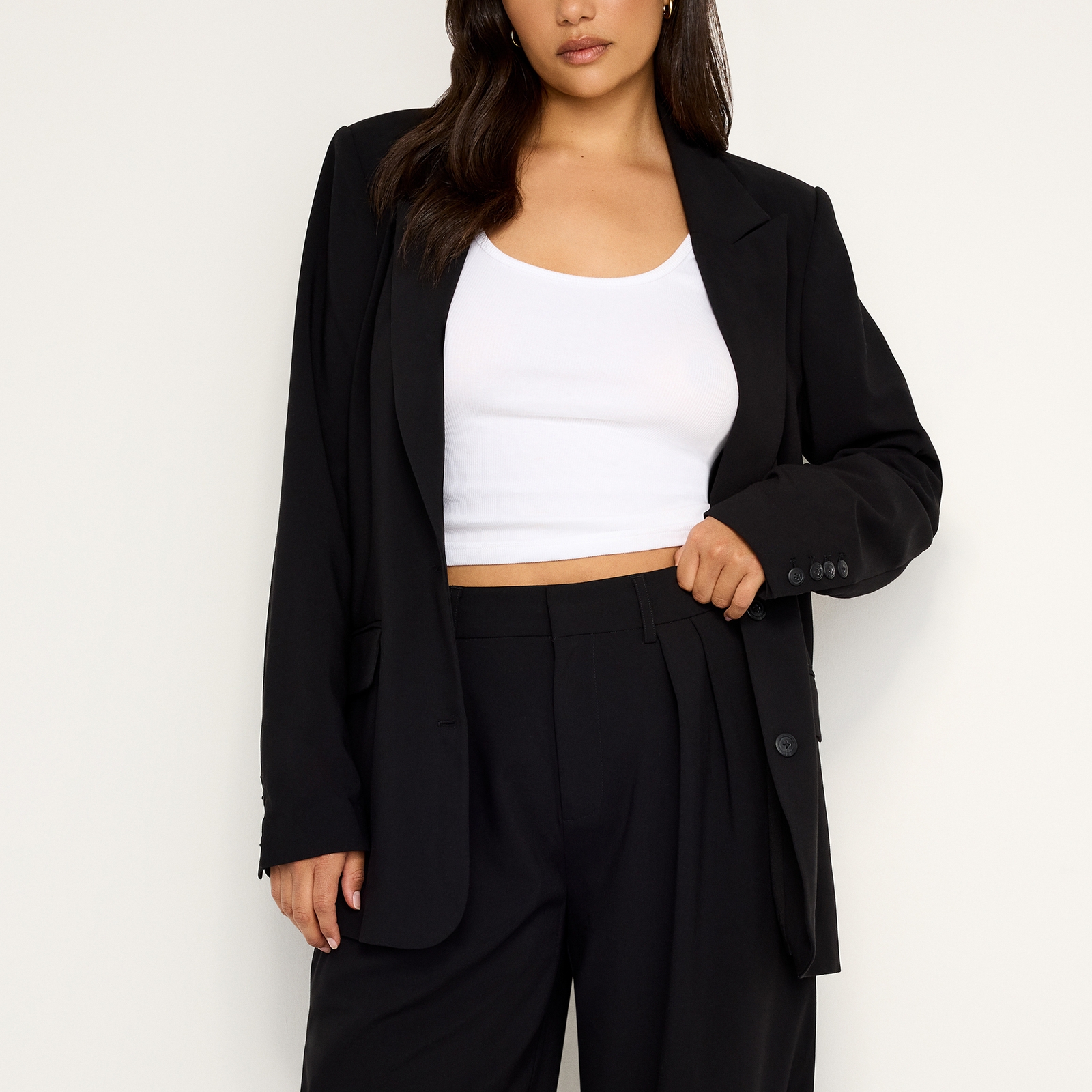 Good American Suiting Woven Oversized Blazer - M