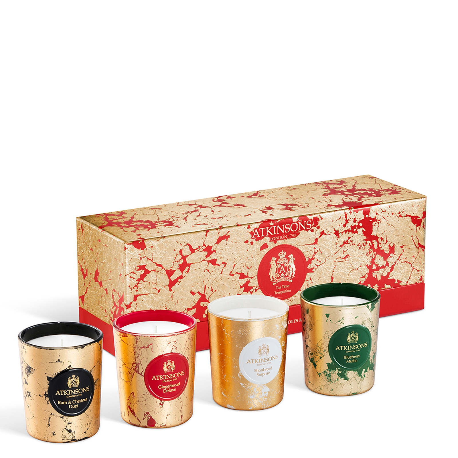 Atkinsons Tea Time Temptation Candle Set 4x75g