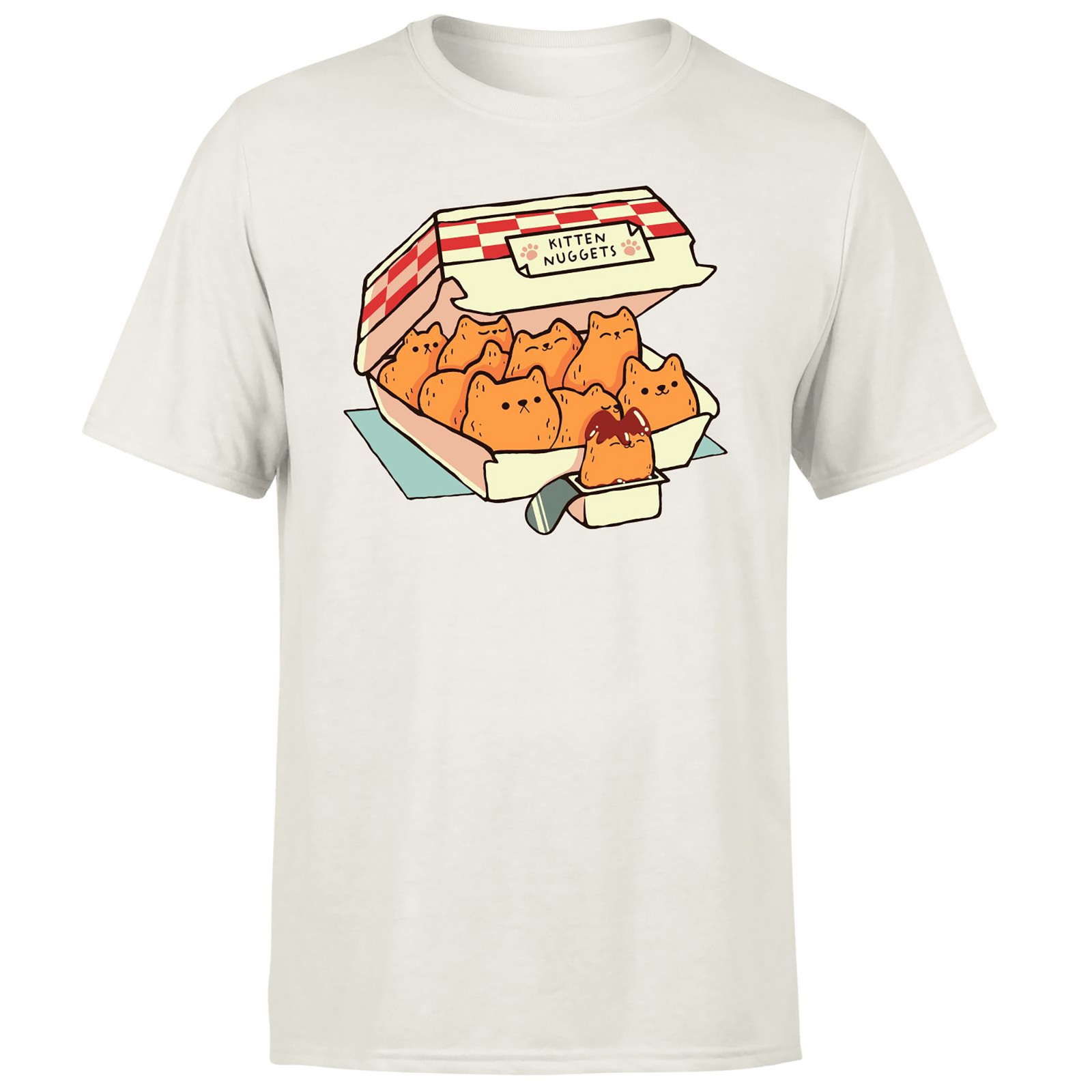 Threadless x IWOOT Kitten Nuggets Fast Food Cat By Tobe Fonseca Unisex T-Shirt - White Vintage Wash - S