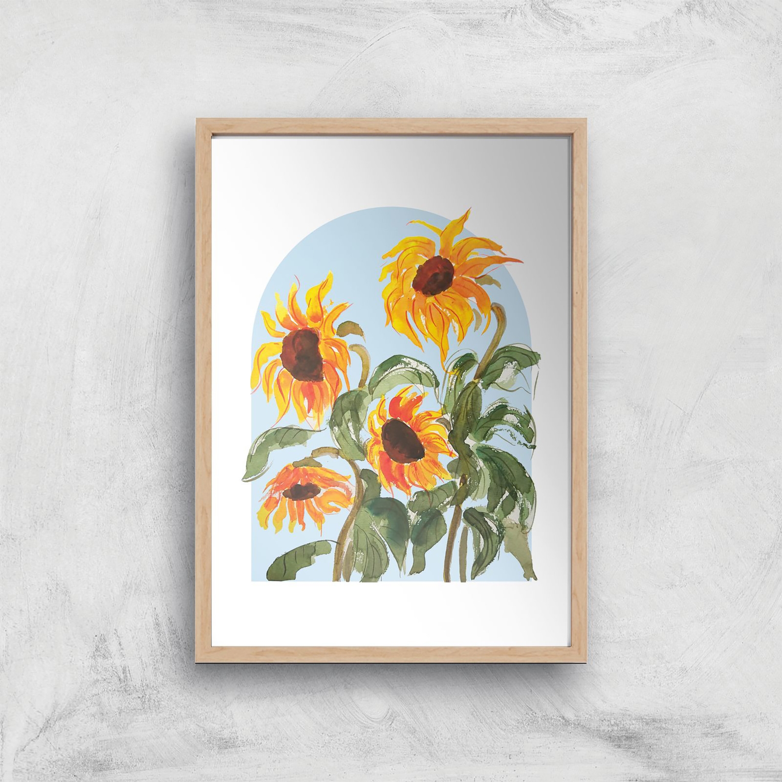 Threadless x IWOOT Sunflower Watercolor Giclee Art Print - A2 - Wooden Frame