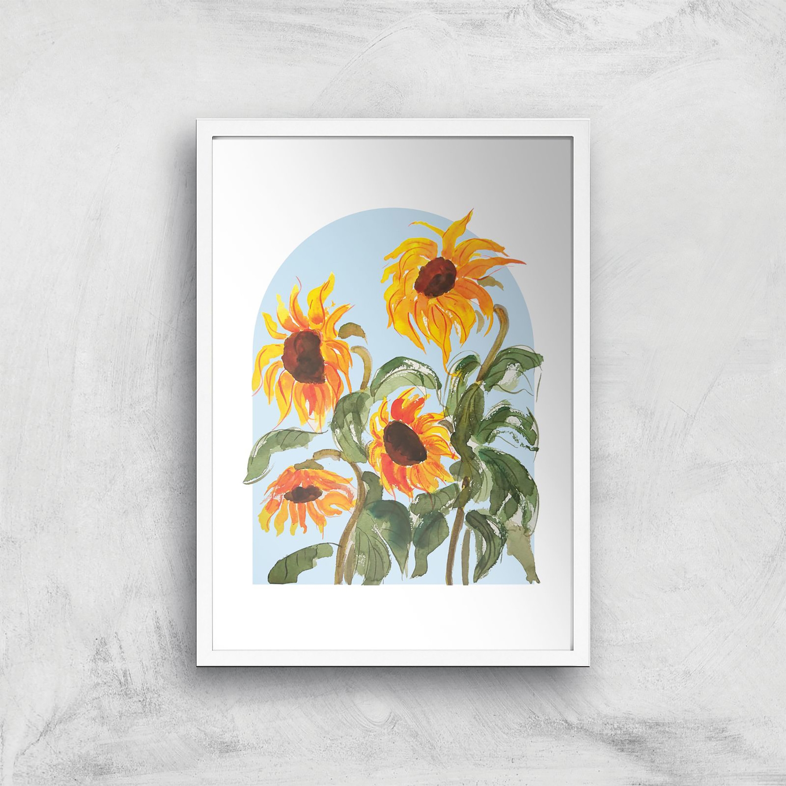 Threadless x IWOOT Sunflower Watercolor Giclee Art Print - A2 - White Frame