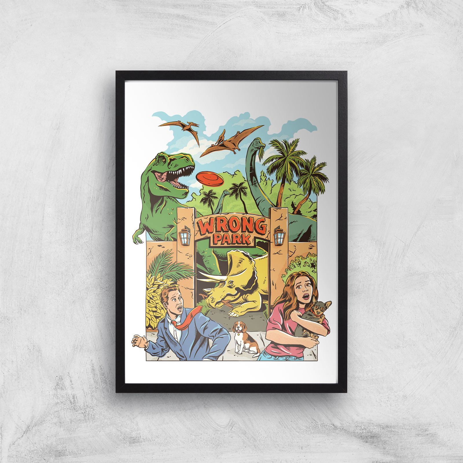 Threadless x IWOOT Wrong Park Giclee Art Print - A4 - Black Frame
