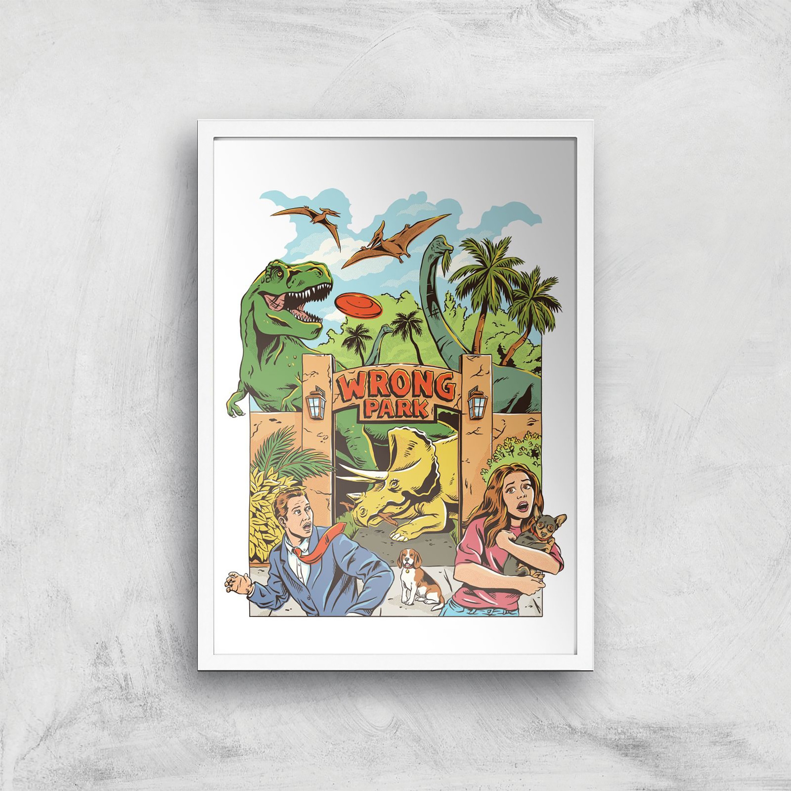 Threadless x IWOOT Wrong Park Giclee Art Print - A3 - White Frame
