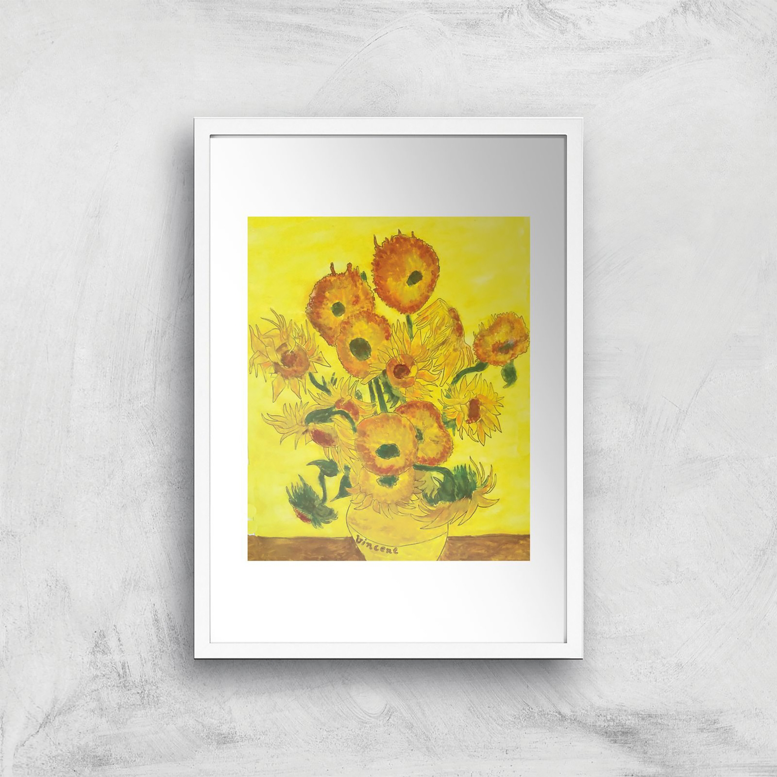 Threadless x IWOOT Sunflower Painting Giclee Art Print - A4 - White Frame