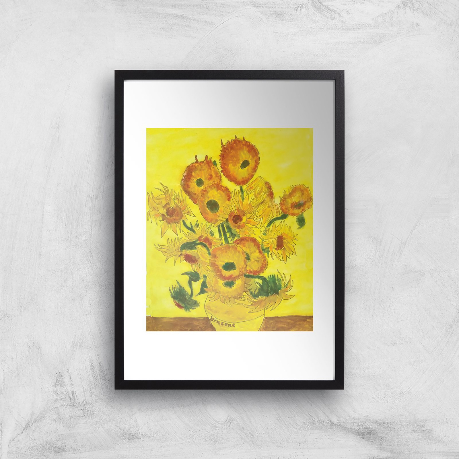 Threadless x IWOOT Sunflower Painting Giclee Art Print - A2 - Black Frame