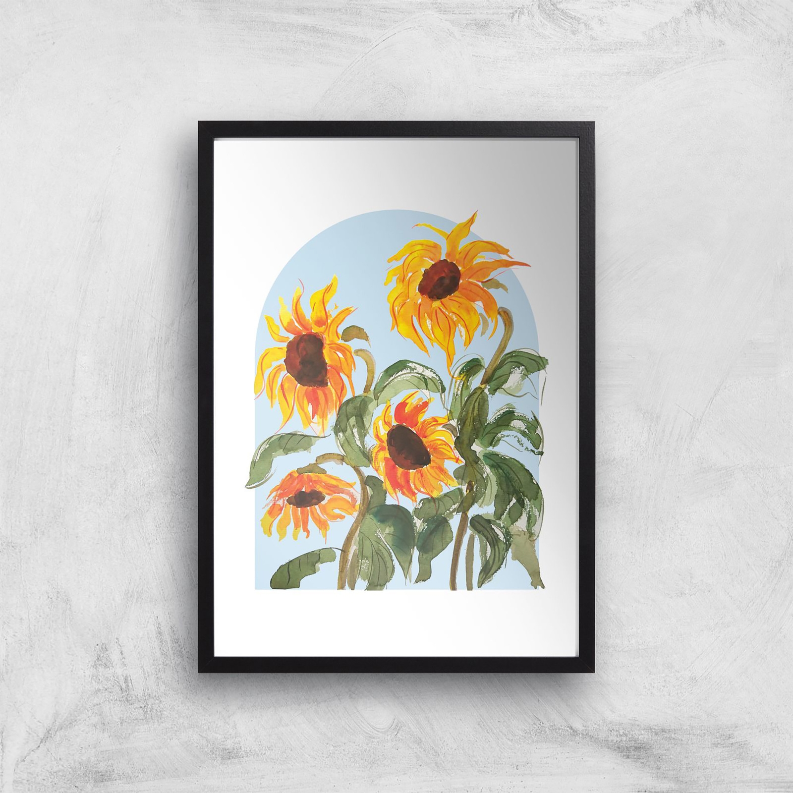 Threadless x IWOOT Sunflower Watercolor Giclee Art Print - A4 - Black Frame