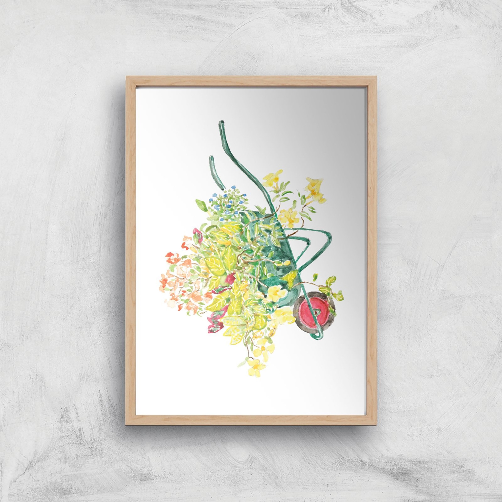 Threadless x IWOOT Flowers In A Cart Watercolor Giclee Art Print - A4 - Wooden Frame