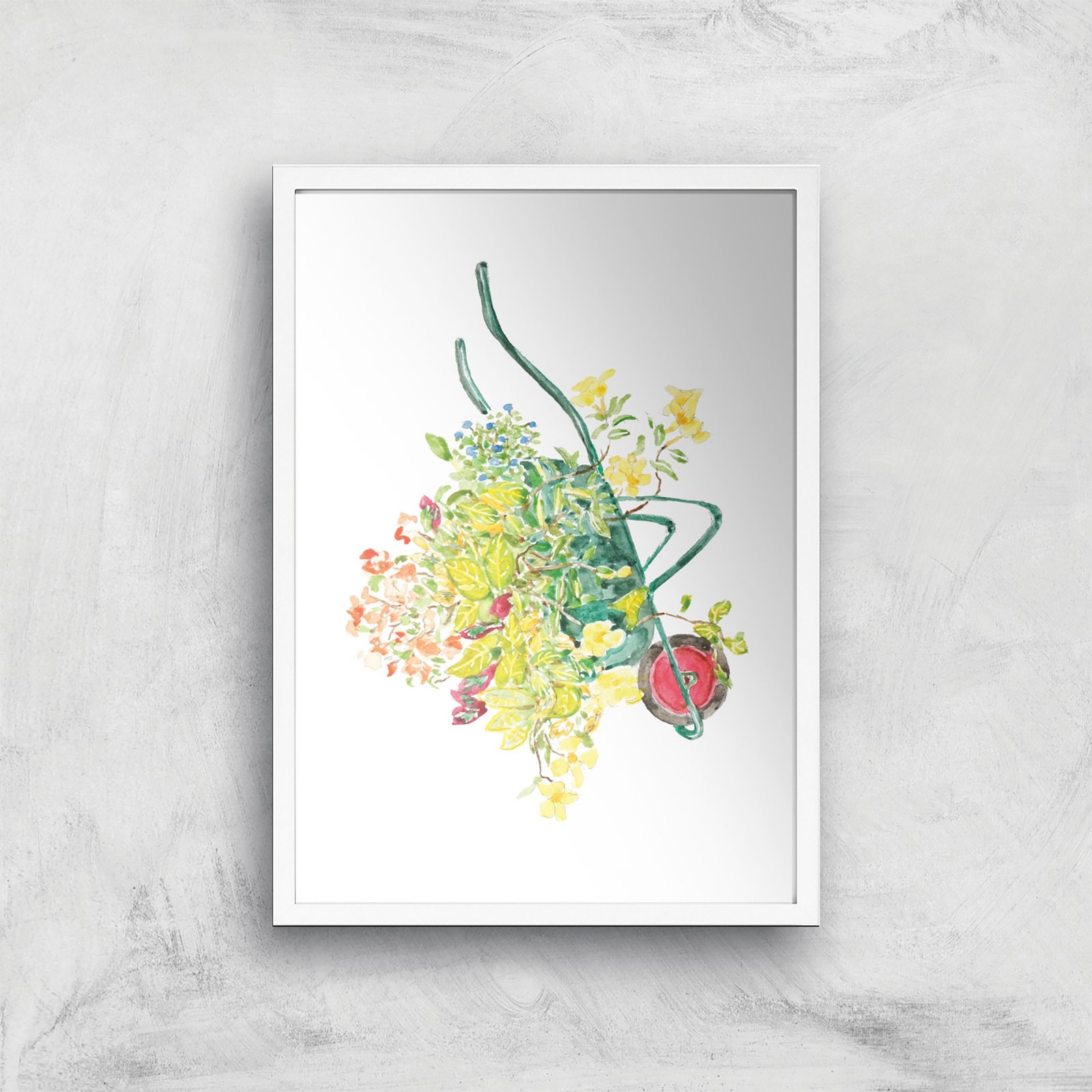 Threadless x IWOOT Flowers In A Cart Watercolor Giclee Art Print - A4 - White Frame