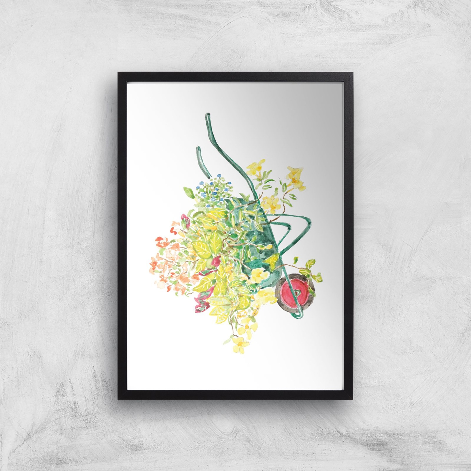 Threadless x IWOOT Flowers In A Cart Watercolor Giclee Art Print - A2 - Black Frame