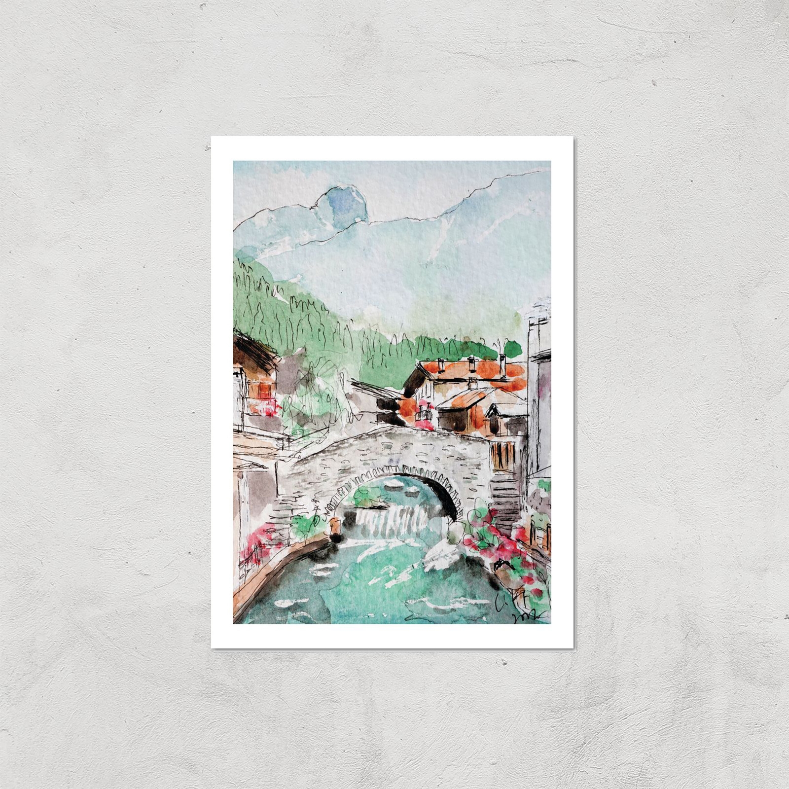 Threadless x IWOOT Italy Landscape Watercolor Giclee Art Print - A2 - Print Only