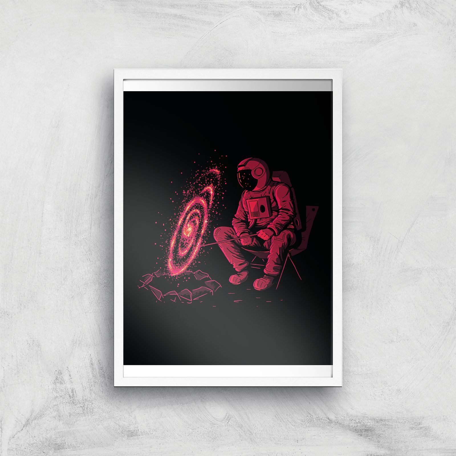 Threadless x IWOOT Cosmic Camping Giclee Art Print - A4 - White Frame
