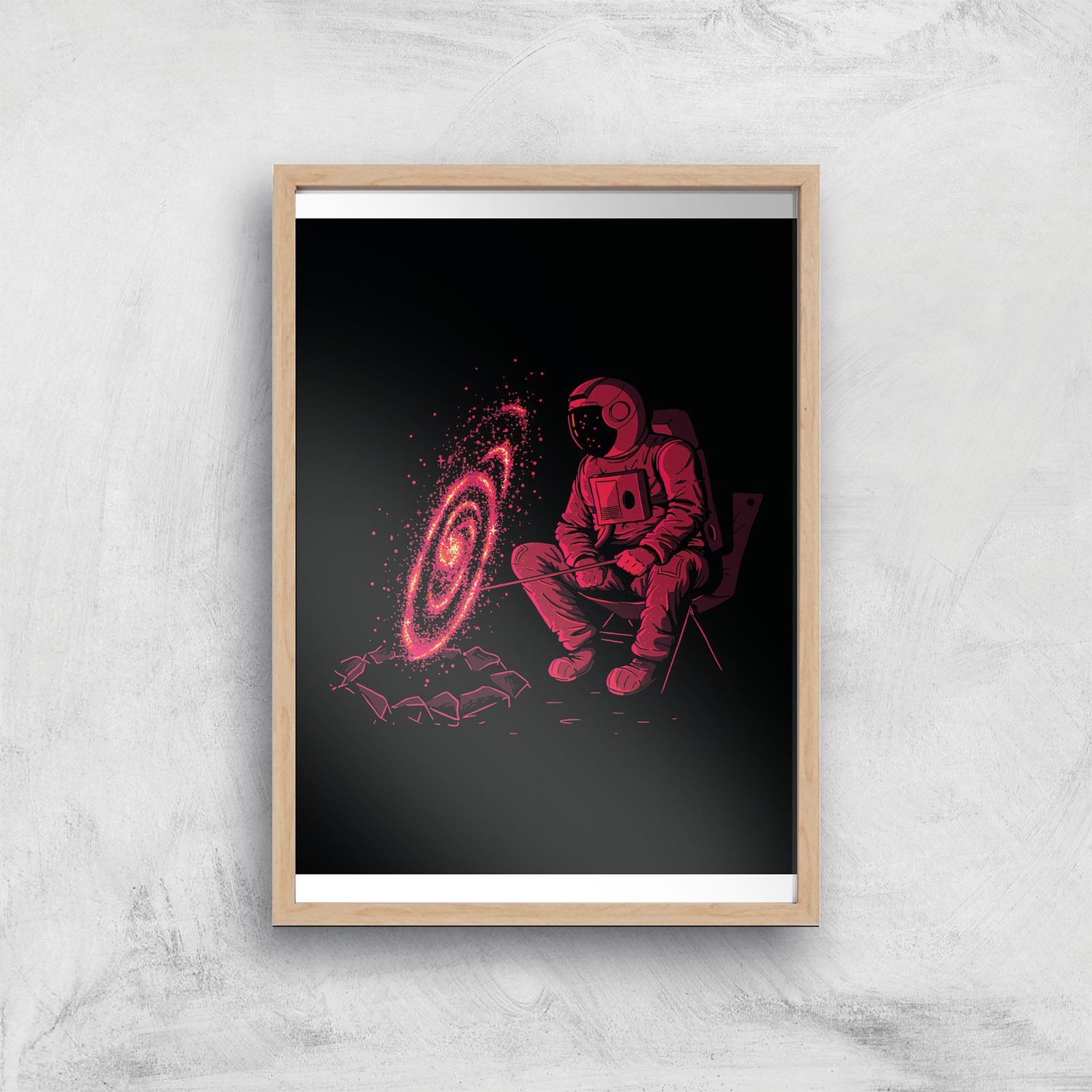 Threadless x IWOOT Cosmic Camping Giclee Art Print - A2 - Wooden Frame