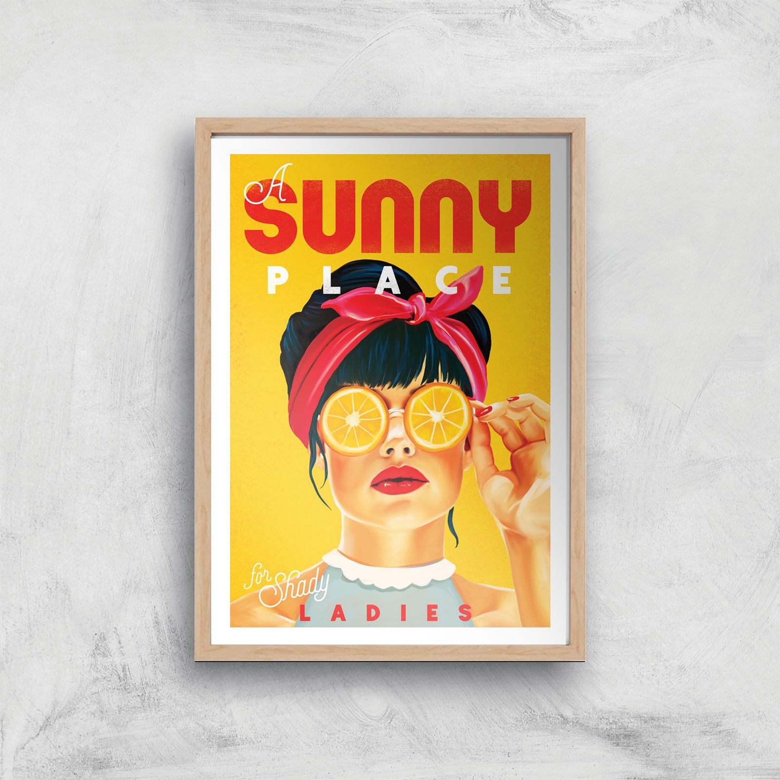 Threadless x IWOOT %22A Sunny Place For Shady Ladies%22 Giclee Art Print - A4 - Wooden Frame