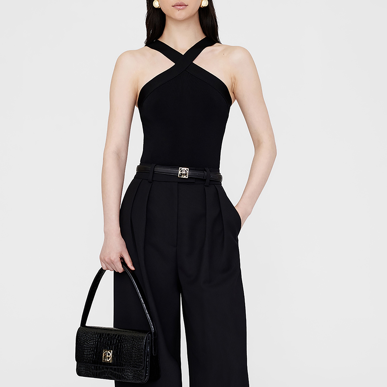 Anine Bing Brea Stretch-Jersey Top - S