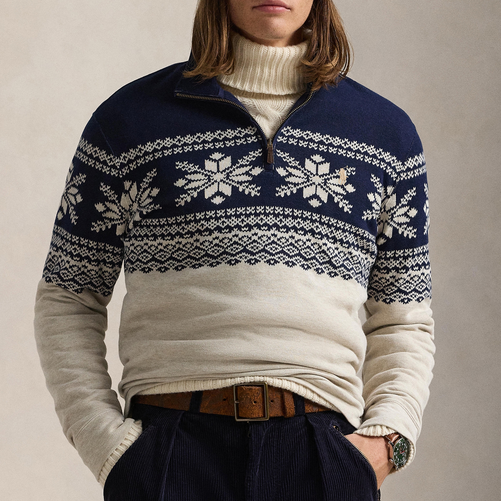 Polo Ralph Lauren Fairisle Cotton-Jacquard Jumper - L