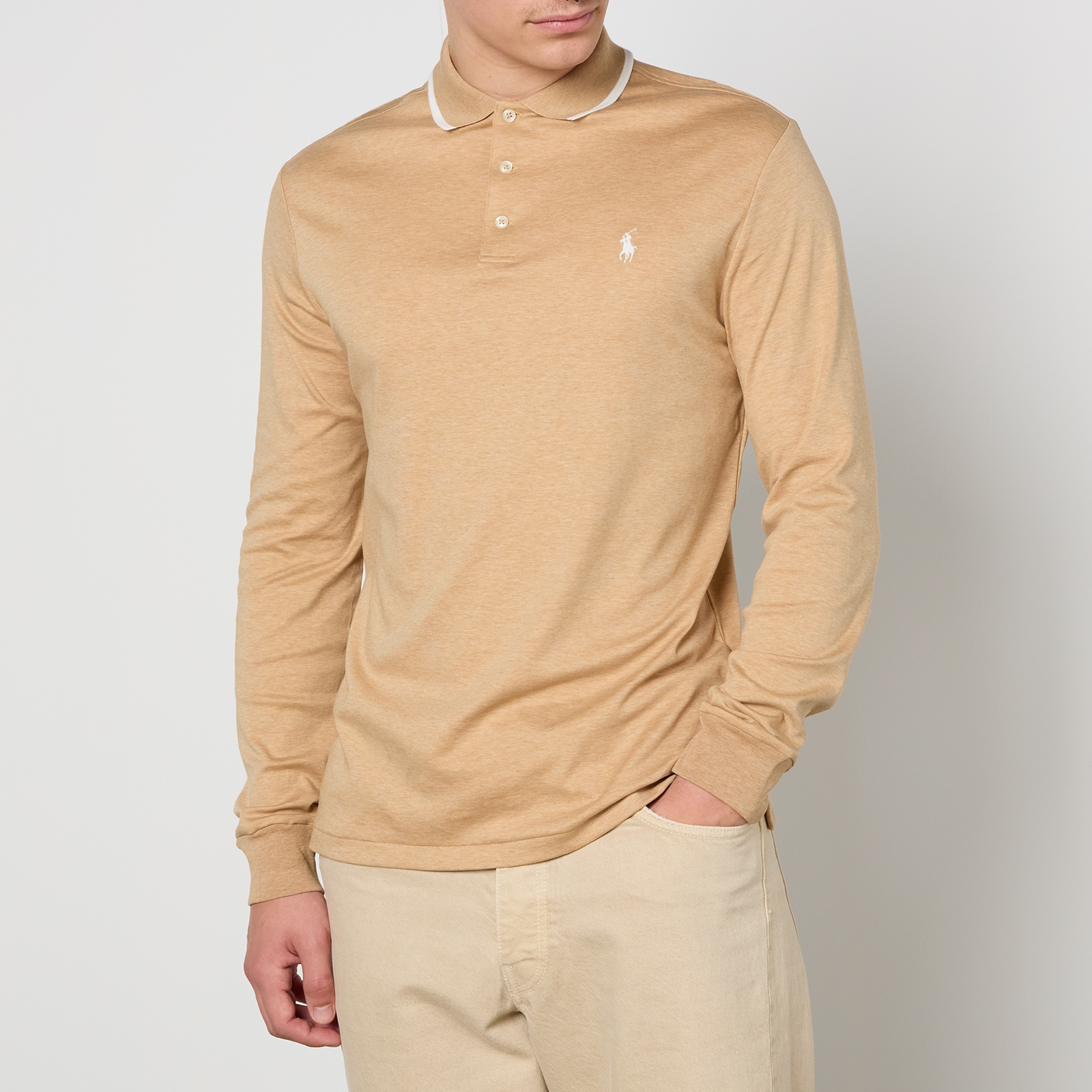 Polo Ralph Lauren Long Sleeved Cotton-Poplin Polo Shirt - L