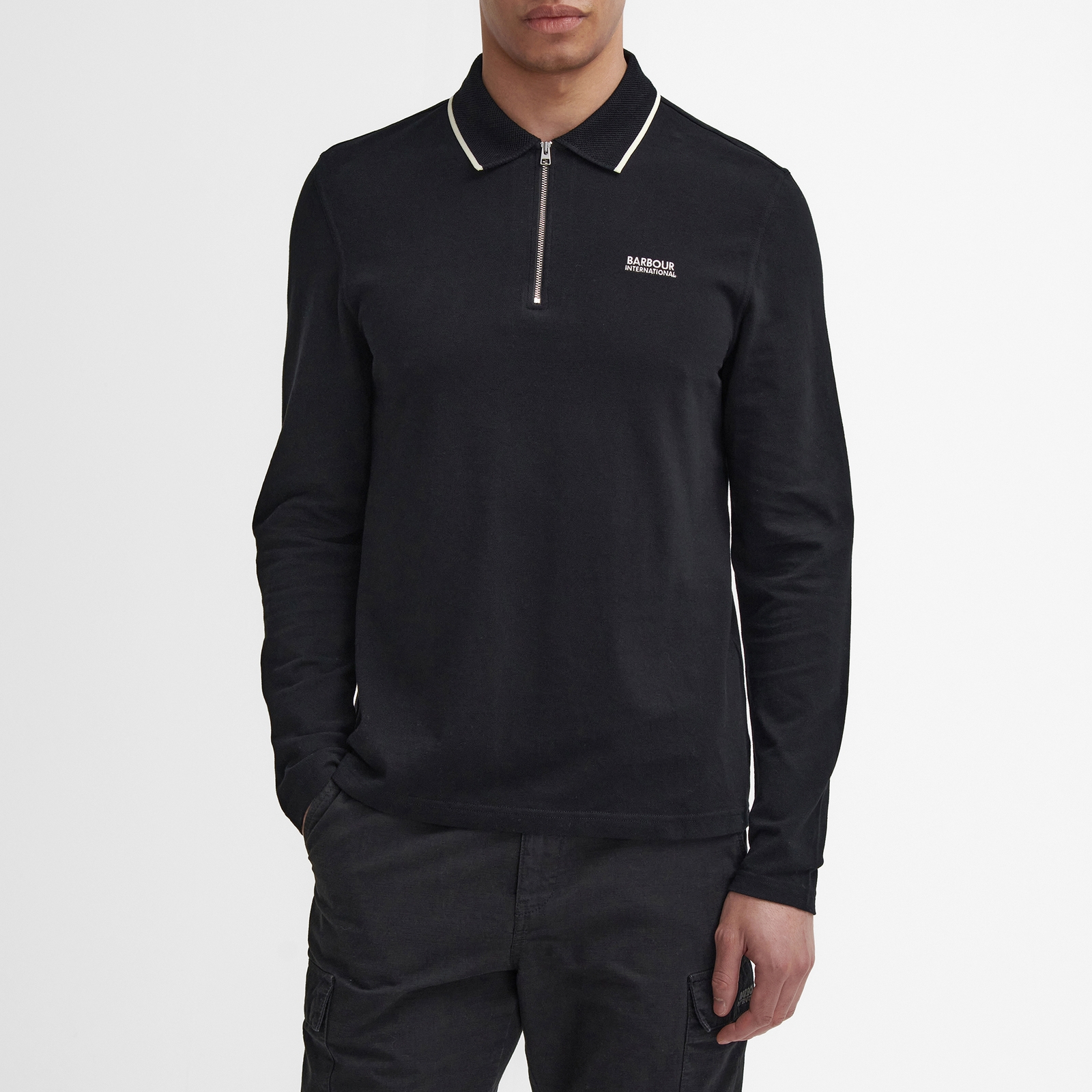 Barbour International Hampstead Cotton Long Sleeved Polo Shirt - XXL