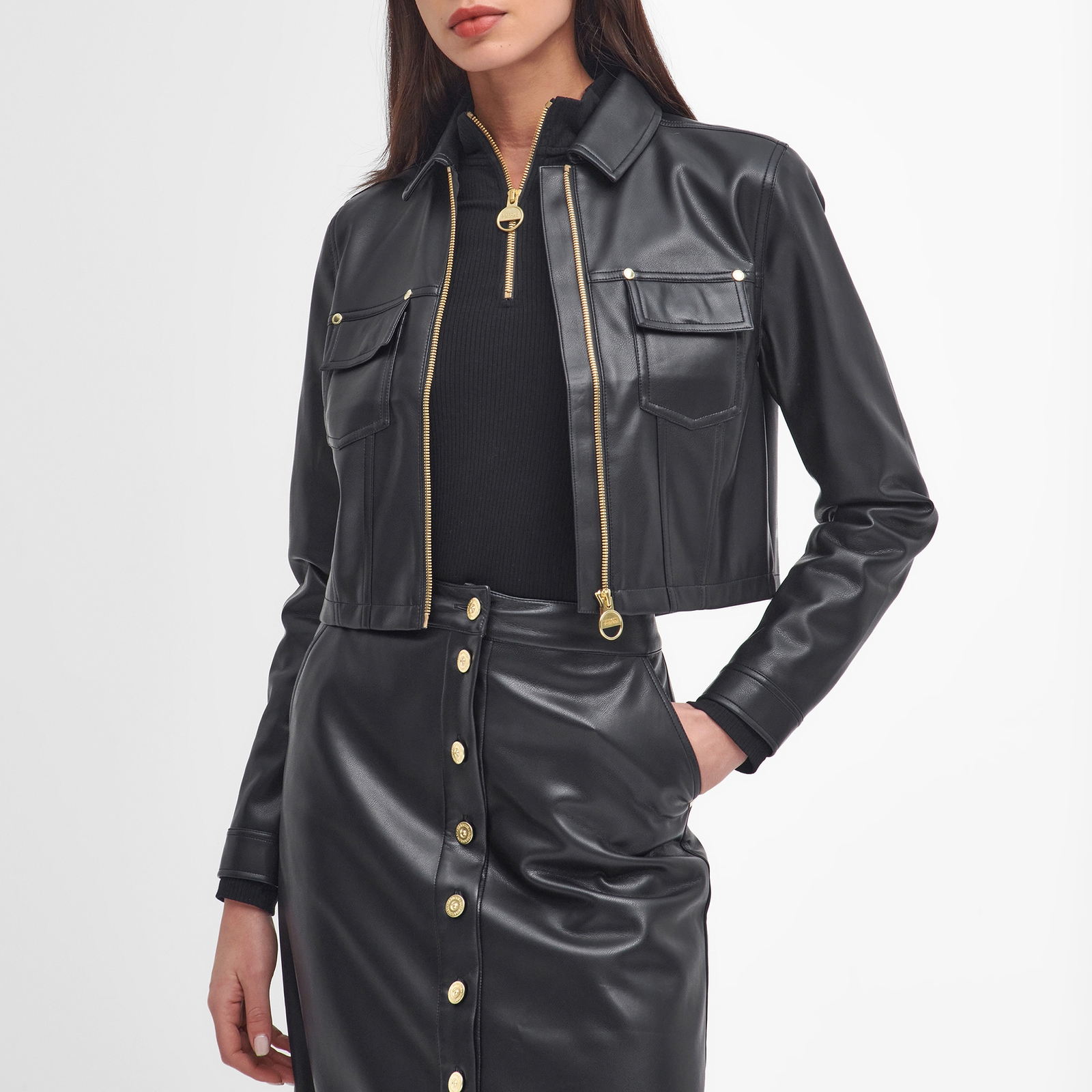 Barbour International Aria Faux Leather Overshirt - UK 16