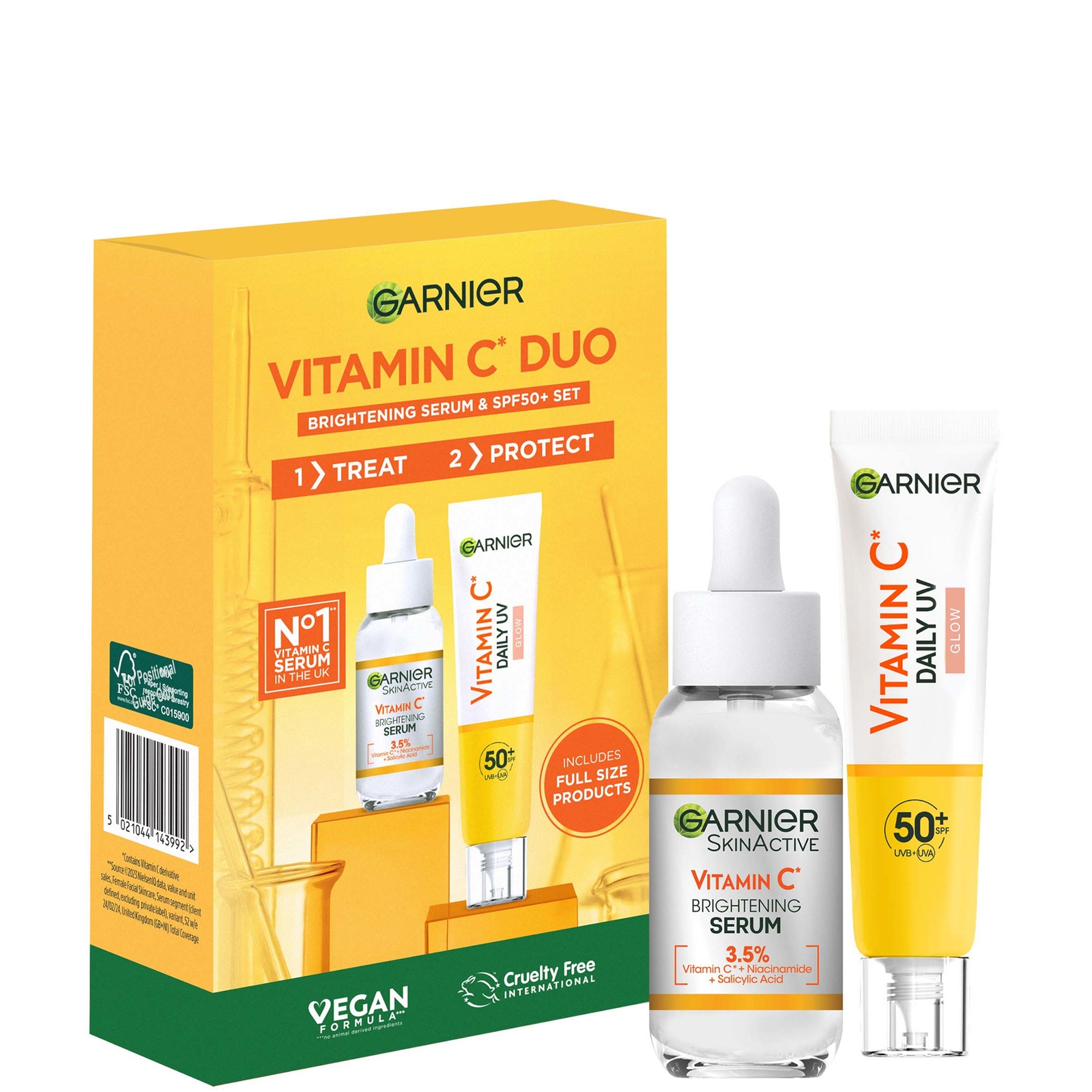 

Garnier Vitamin C Brightening Serum & Glow UV Fluid SPF 50+ Face Duo Set