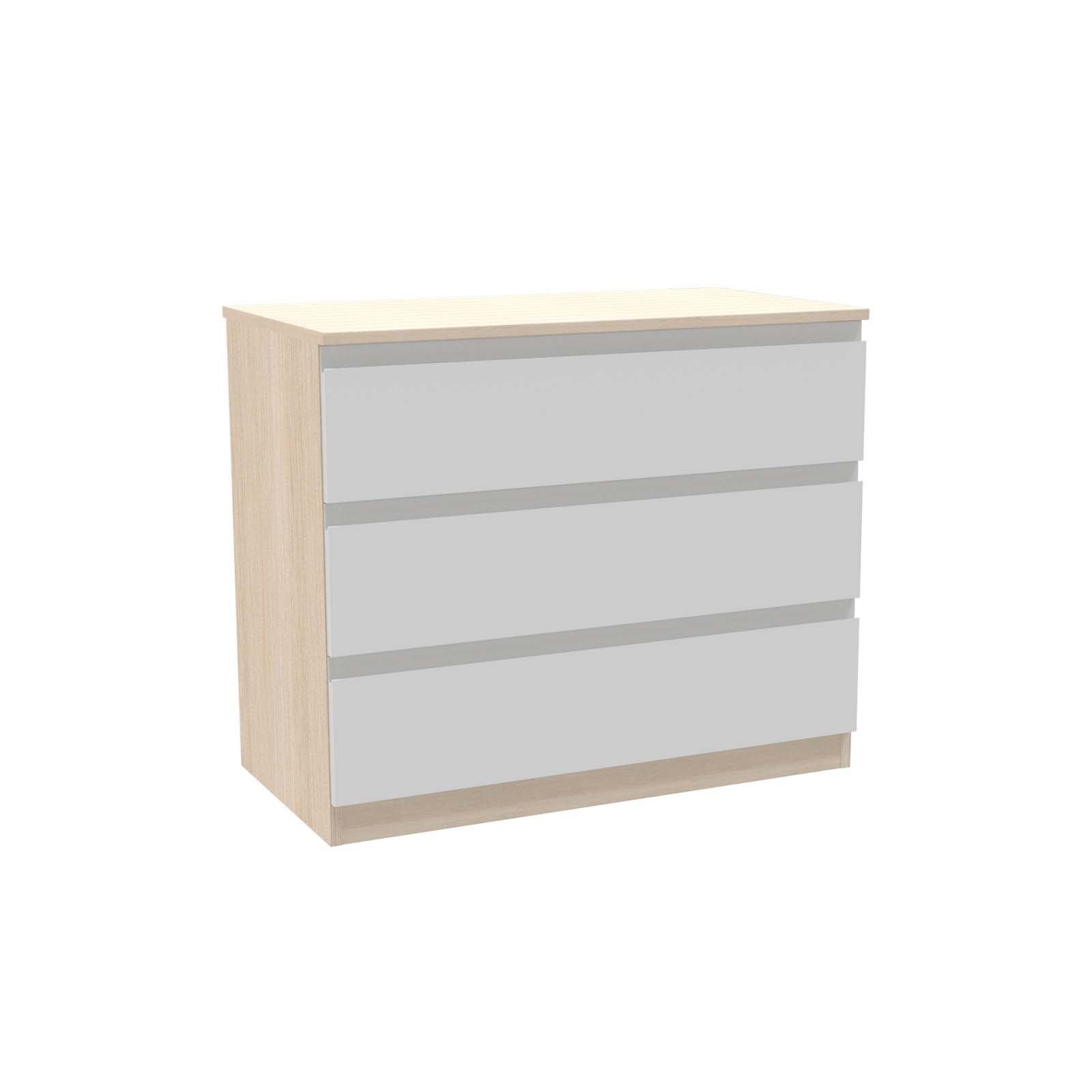 House Beautiful Escape Wide Chest of Drawers - Oak Effect Carcass, Matt Grey Handleless Drawer Fronts (W)900mm x (H)756mm thumbnail