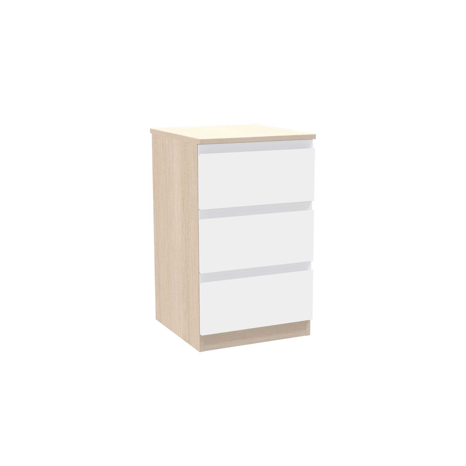 House Beautiful Escape Narrow Chest of Drawers - Oak Effect Carcass, Matt White Handleless Drawer Fronts (W)450mm x (H)756mm thumbnail