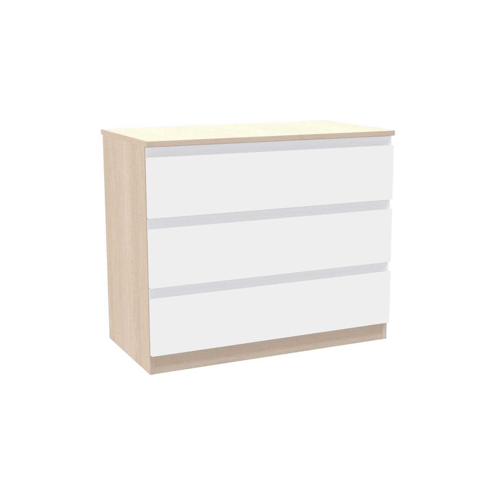 House Beautiful Escape Wide Chest of Drawers - Oak Effect Carcass, Matt White Handleless Drawer Fronts (W)900mm x (H)756mm thumbnail