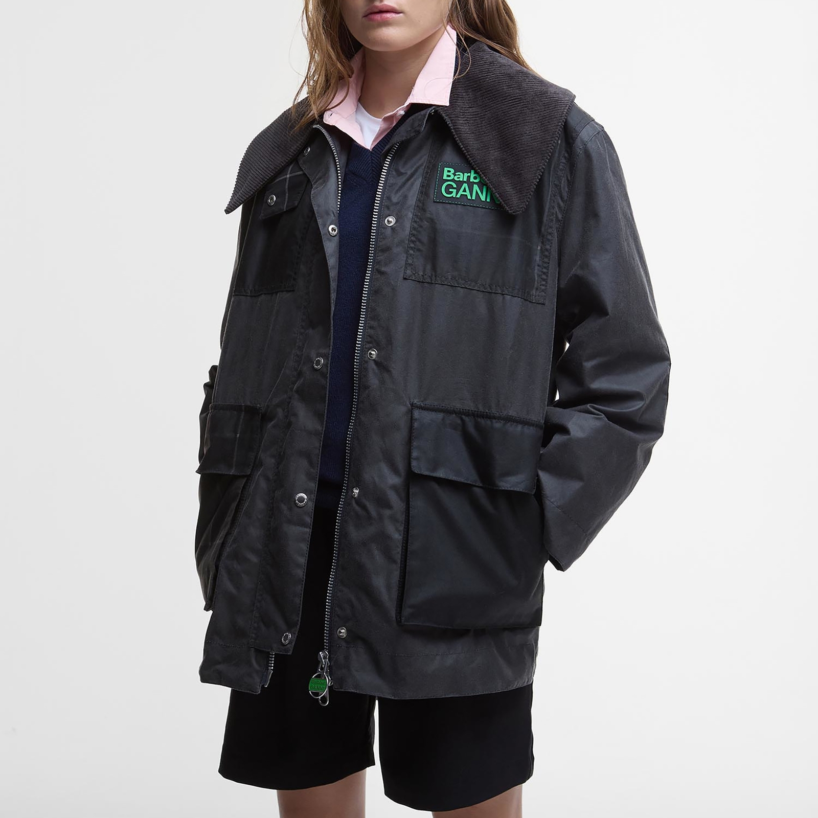 Barbour x GANNI Duffle Waxed Cotton Coat - UK 18
