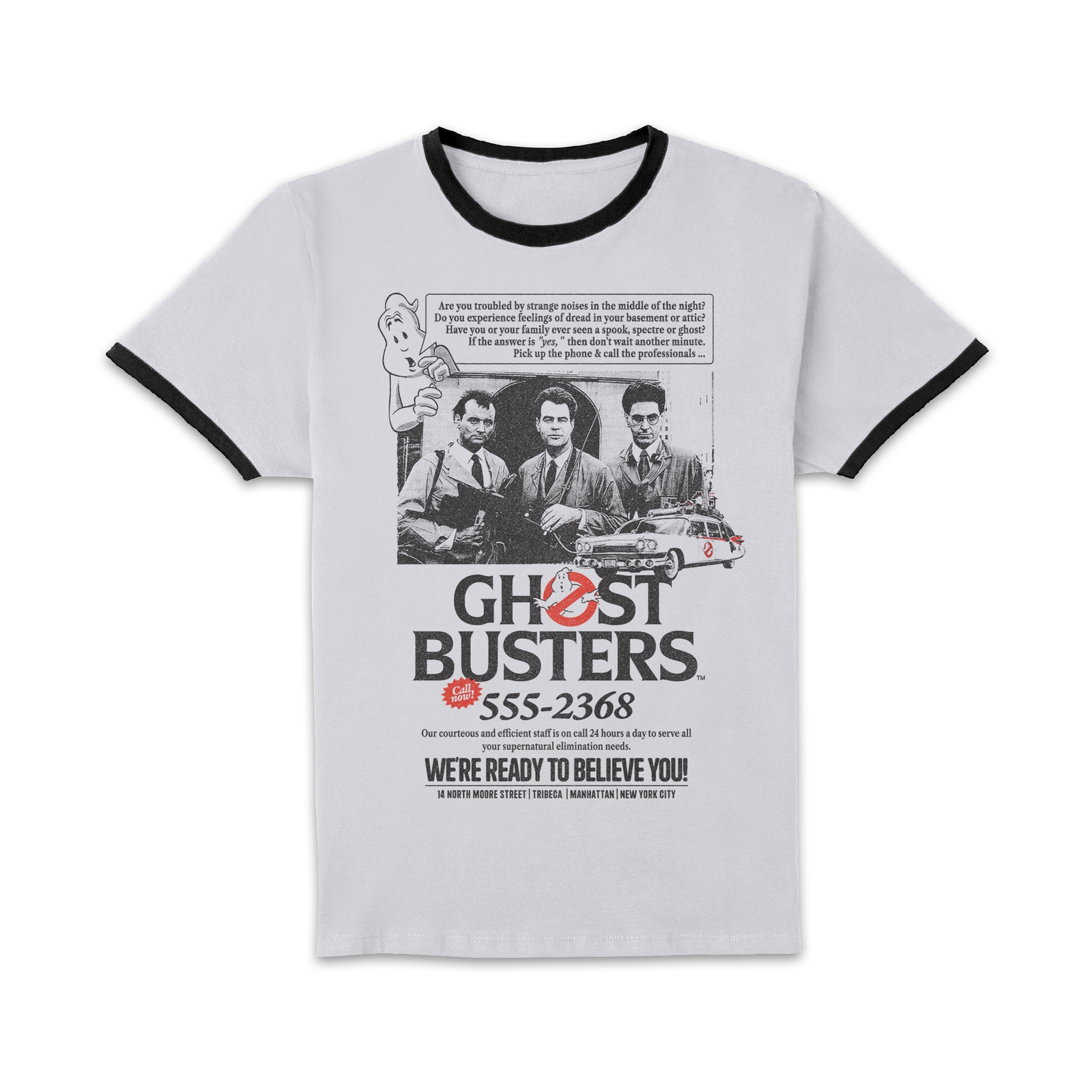 Ghostbusters Vintage Advert Unisex Ringer T-Shirt - White/Black - M