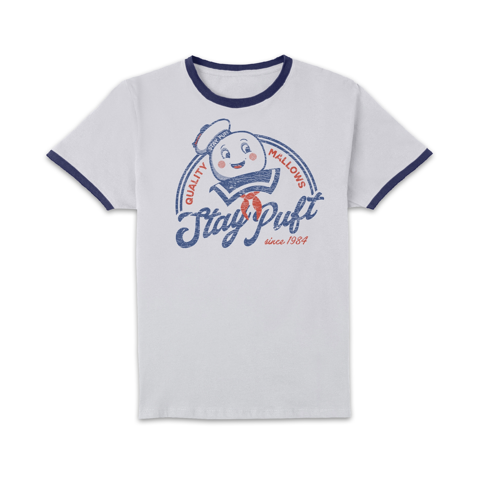 Ghostbusters Stay Puft Unisex Ringer T-Shirt - White/Navy - XS