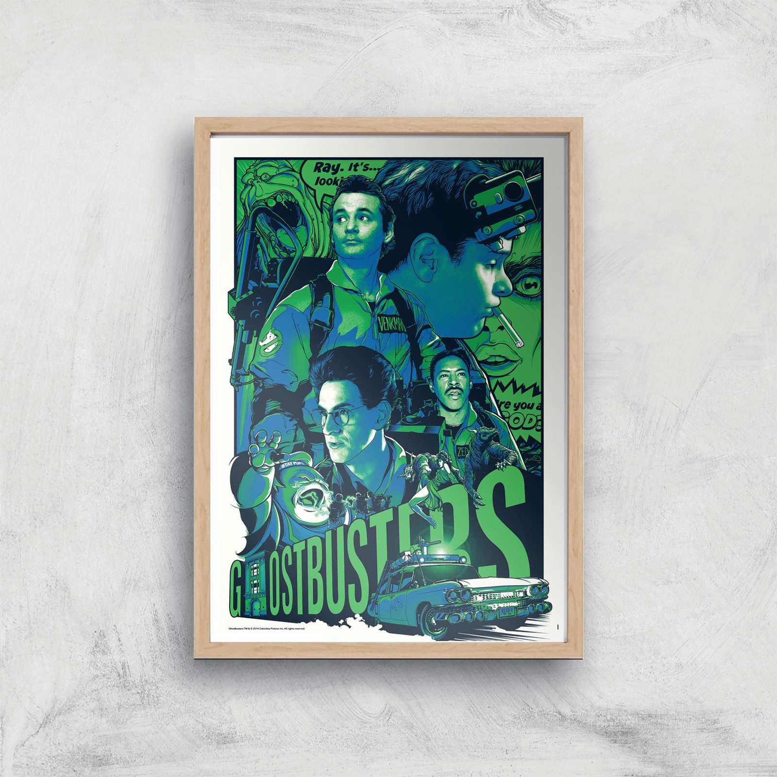 Ghostbusters Joshua Budich Giclee Art Print - A2 - Wooden Frame