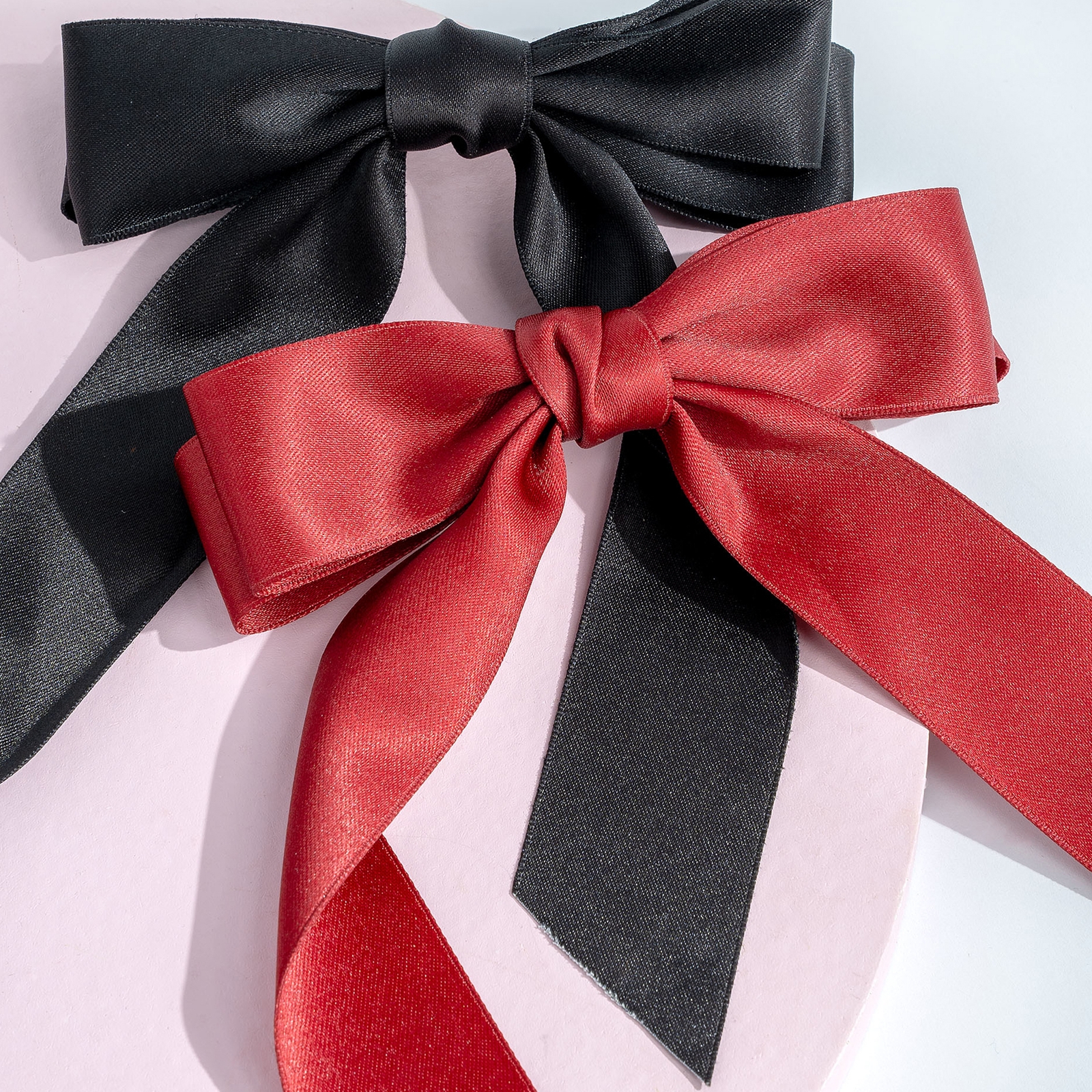 Thumbnail - brushworks Satin Hair Bow Duo – Red and Black