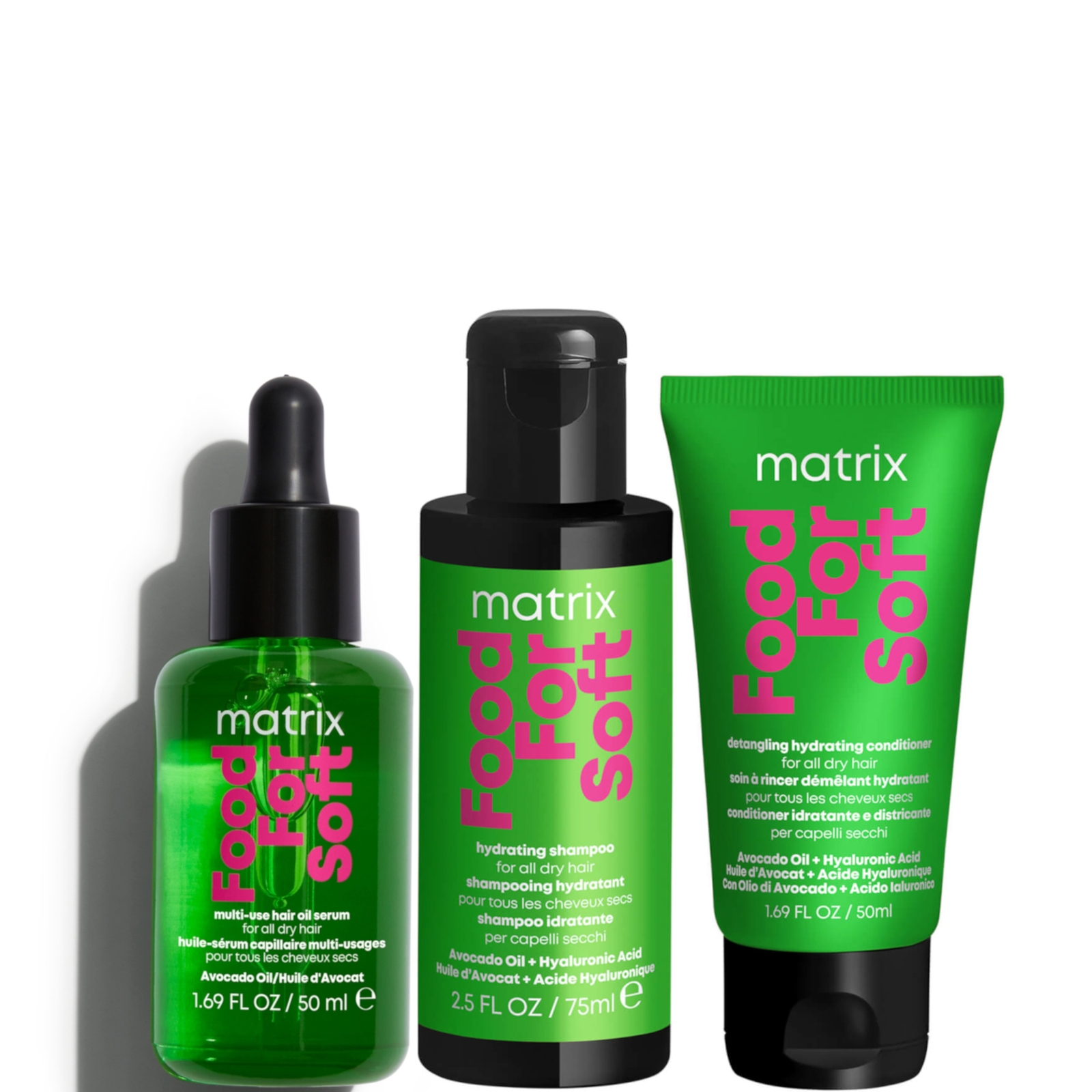 Matrix Food For Soft Hydrating Shampoo 75ml, Moisturising Conditioner 50ml And Hair Oil 50ml For Dry Hair (