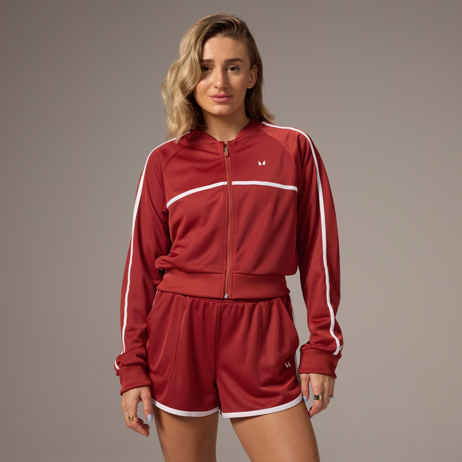 MP X Tatiana Contrast Track Zip Up Dzseki – Mosott rozsdabarna - L