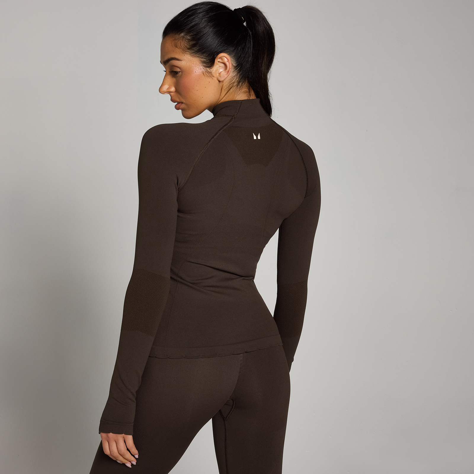 MP Damen Tempo Ultra Nahtlose Jacke mit Reißverschluss – Gemahlener Kaffee - XS