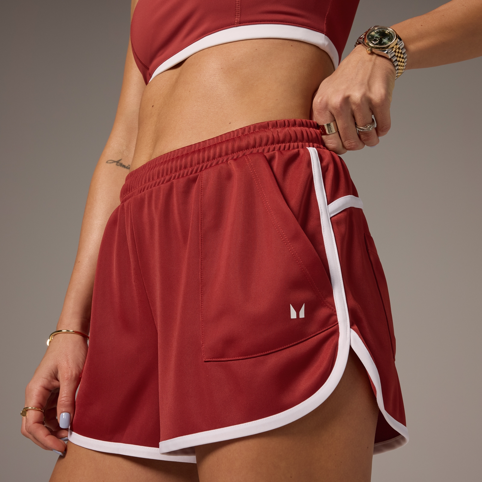 Thumbnail - MP X Tatiana Kontrast-Trainingsshorts mit Kordelzug – Verwaschenes Rostbraun - XXL