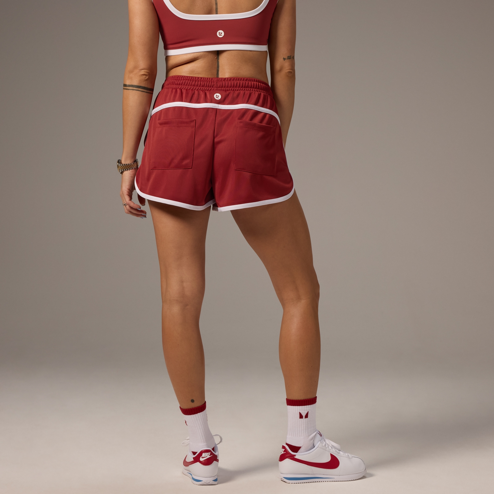 5059883456836 - X Tatiana Kontrast-Trainingsshorts mit Kordelzug – Verwaschenes Rostbraun - S 5059883456836 - X Tatiana Kontrast-Trainingsshorts mit Kordelzug – Verwaschenes Rostbraun - S