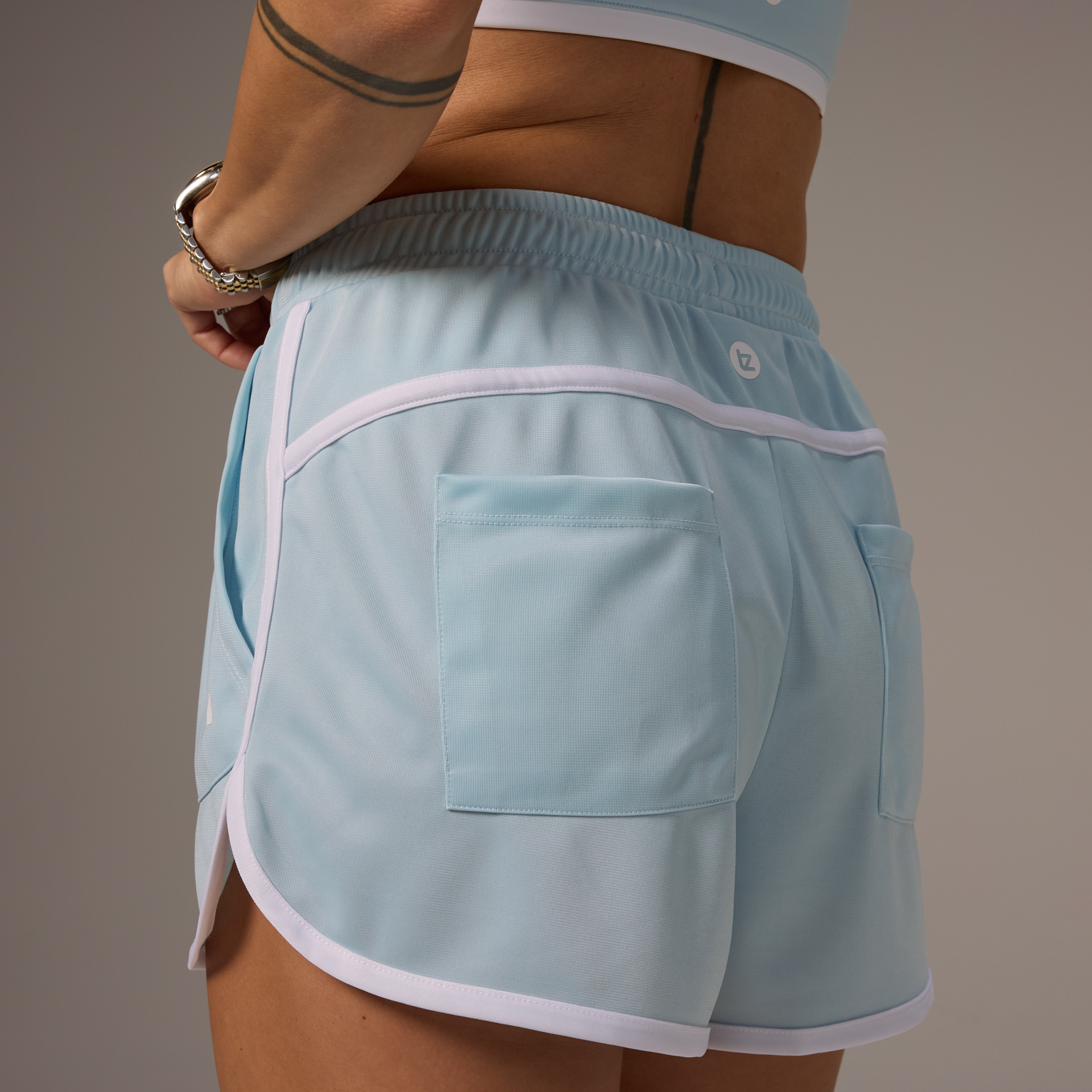 Thumbnail - MP X Tatiana Kontrast-Trainingsshorts mit Kordelzug – Helles Aqua - XS