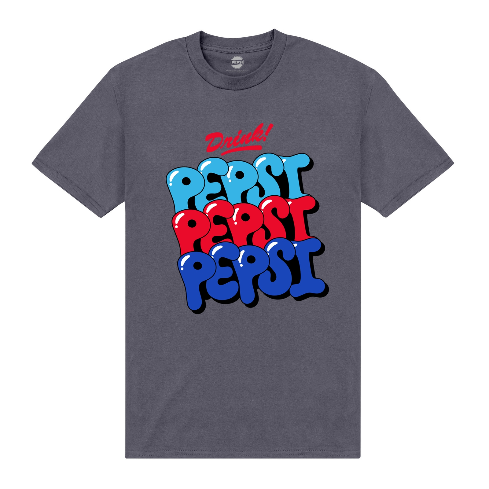 Pepsi Co. Bubble Text Men's T-Shirt - Charcoal - L