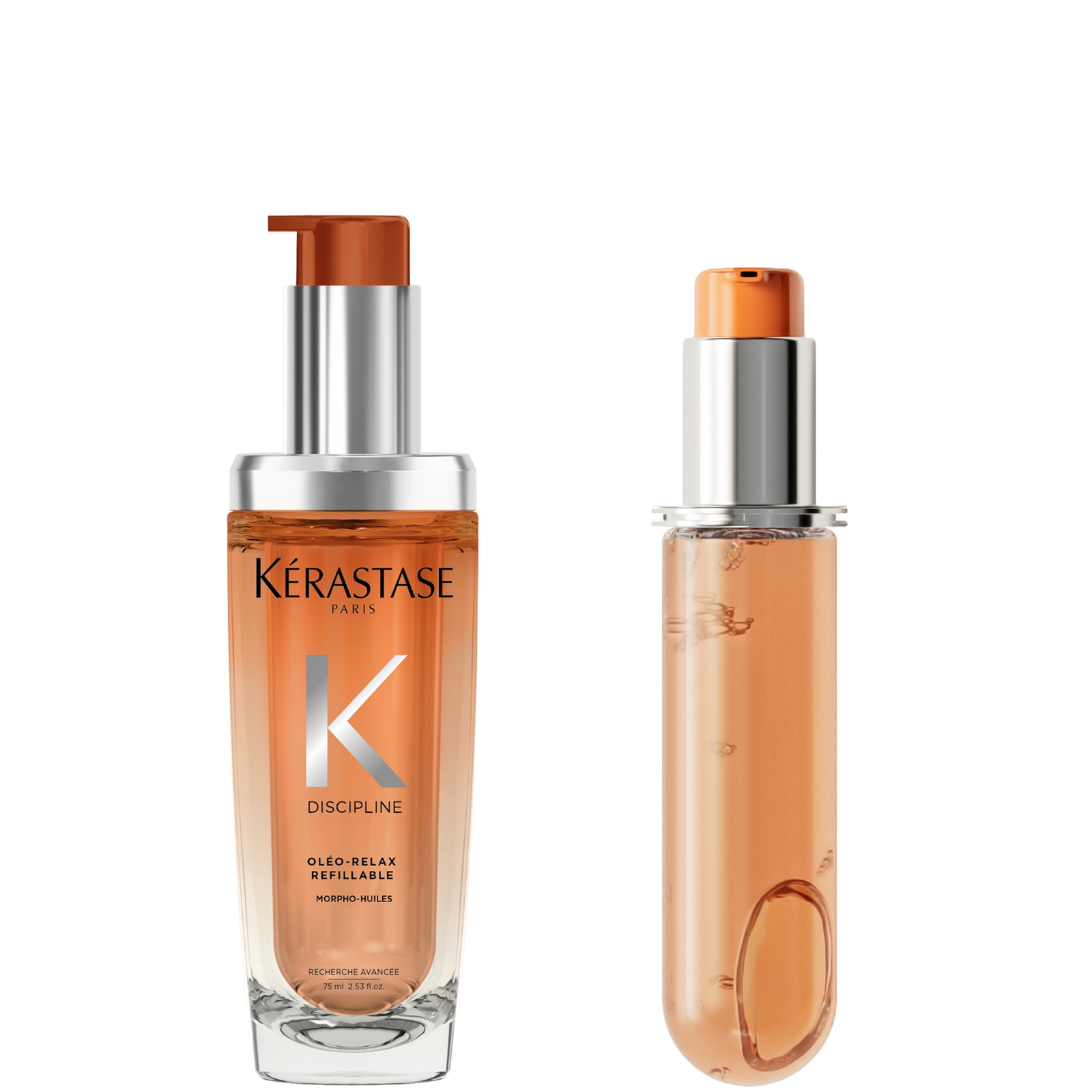 Kerastase Kérastase Discipline L'huile Oleo-relax Refillable Hair Oil 75ml And Refill Duo For Voluminous And U