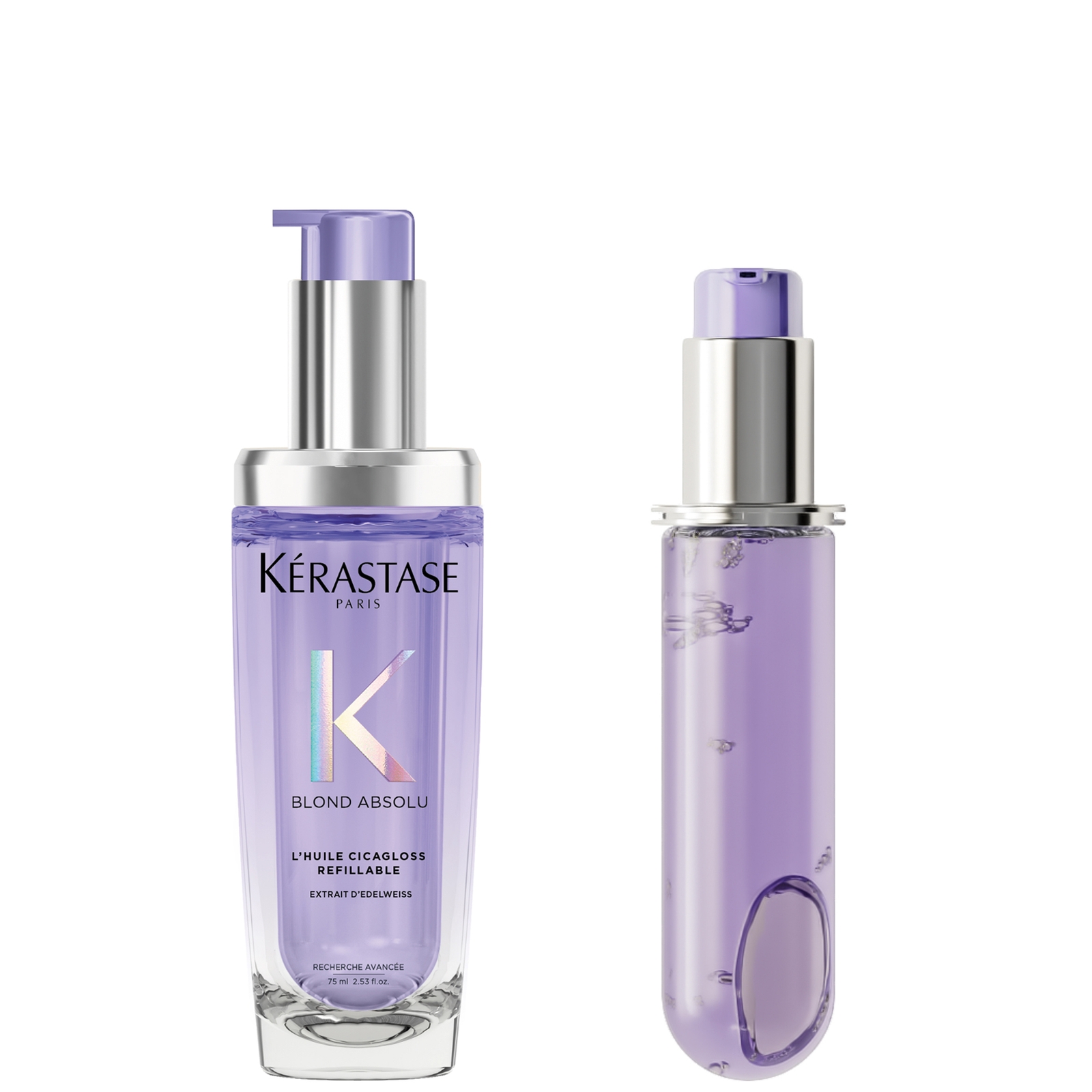 

Kérastase Blond Absolu L’Huile Cicagloss Refillable Hair Oil 75ml and Refill Capsule Duo for Blonde or Lightened Hair