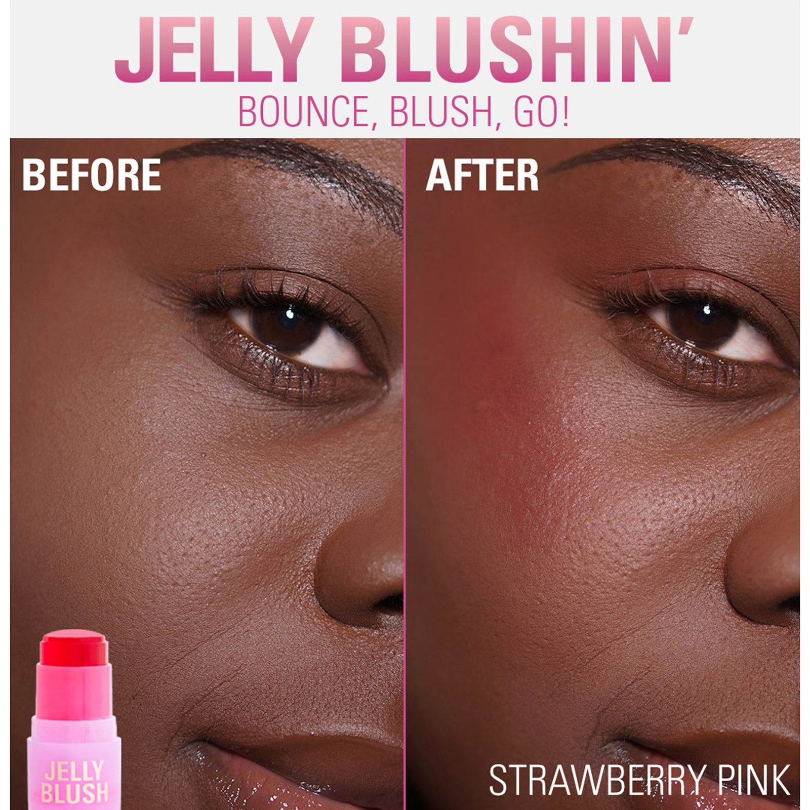 Thumbnail - Makeup Revolution Jelly Blush Stick Lip and Cheek Stain 5.5g (Various Shades) - Strawberry Pink
