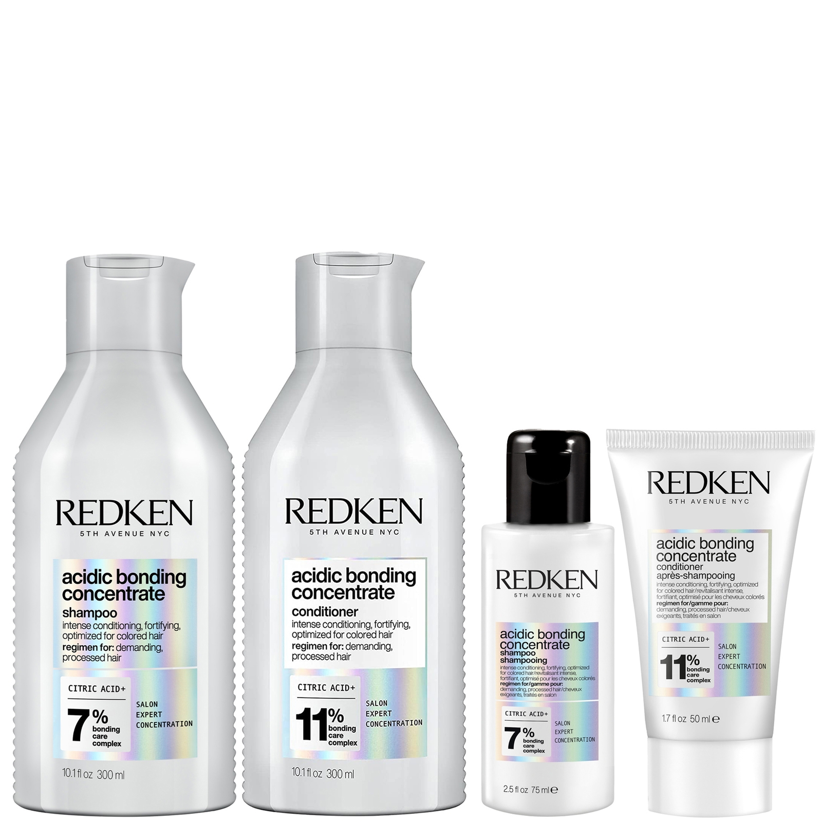 Redken Acidic Bonding Concentrate Shampoo And Conditioner 300ml With Mini Shampoo 75ml And Conditioner 50ml