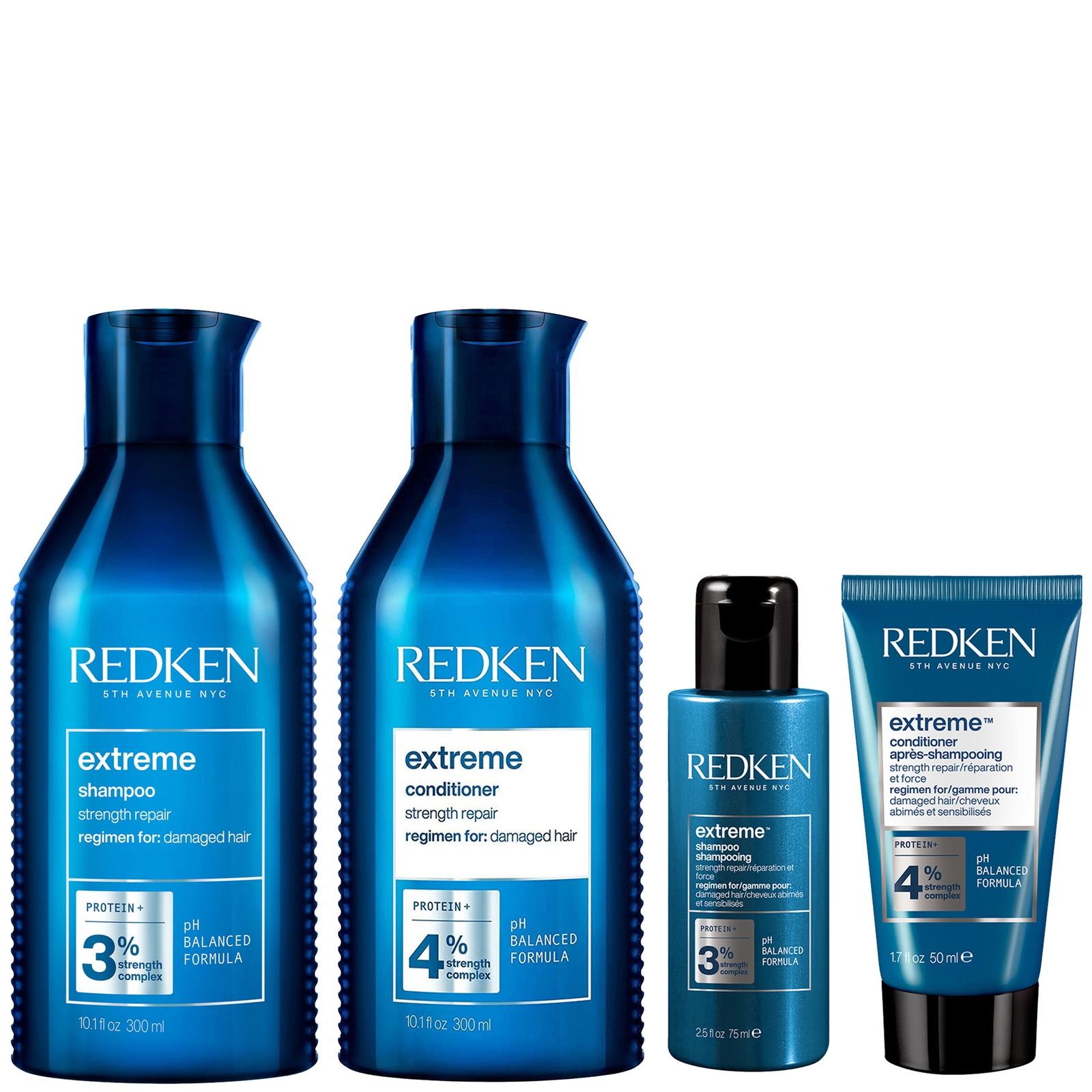 Redken Extreme Shampoo And Conditioner 300ml With Mini Shampoo 75ml And Conditioner 50ml Damaged Hair Bundl