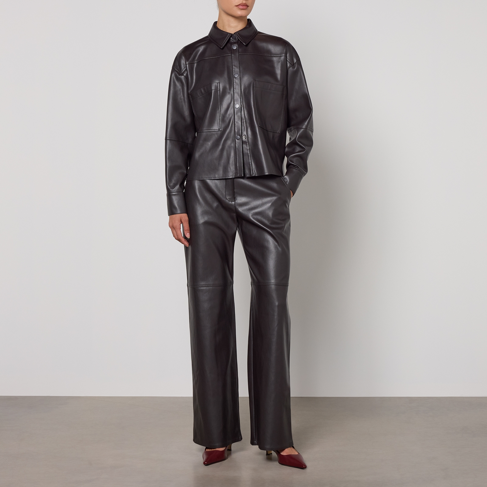 MAX&Co. Glossy Jersey Faux Leather Trousers - M