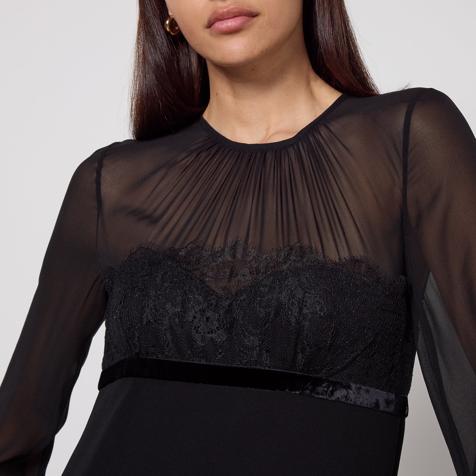 max mara studio jader semi-sheer silk crepe dress - uk 10